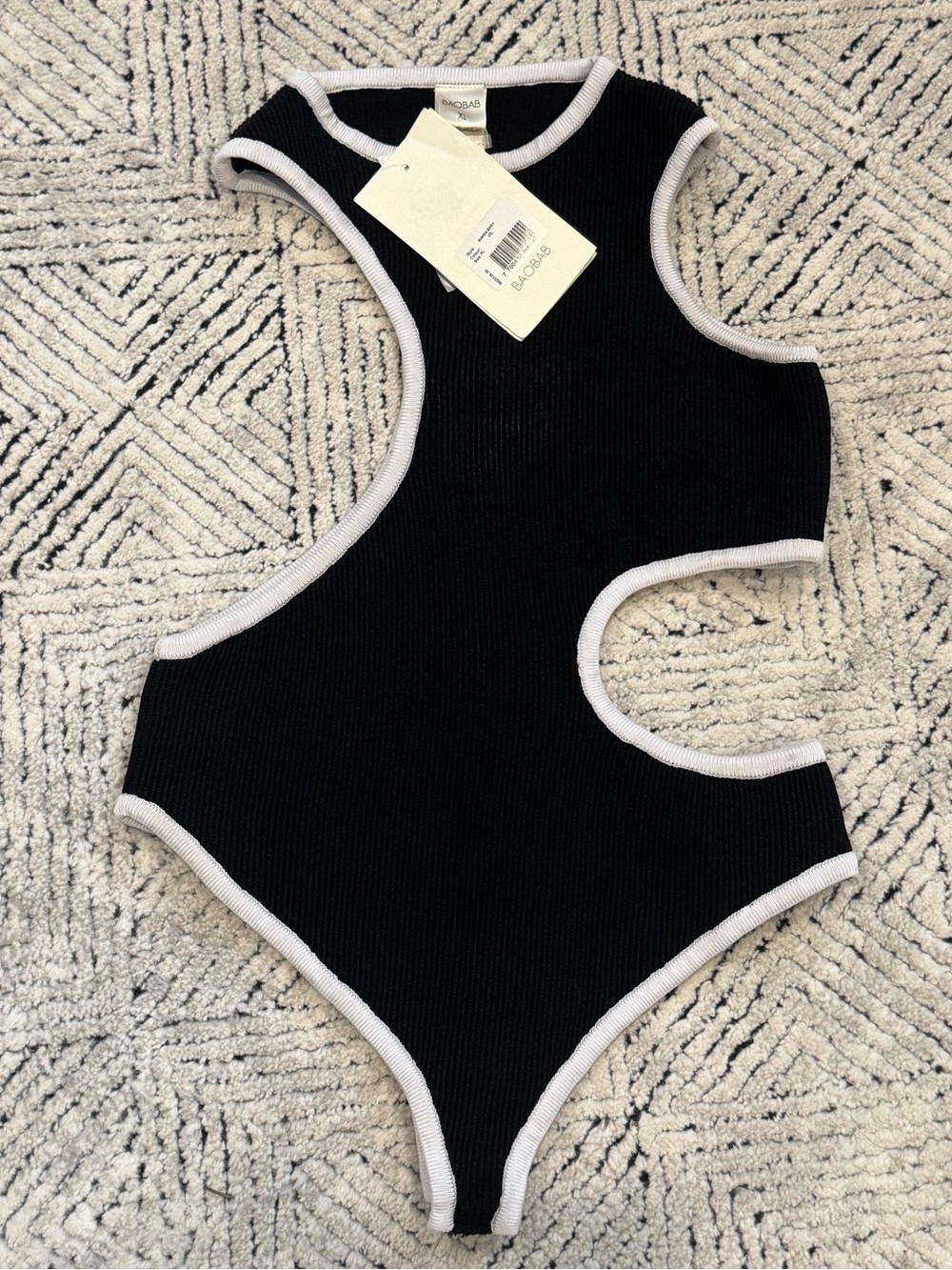 Baobab Collection Black One-Piece with White Trim